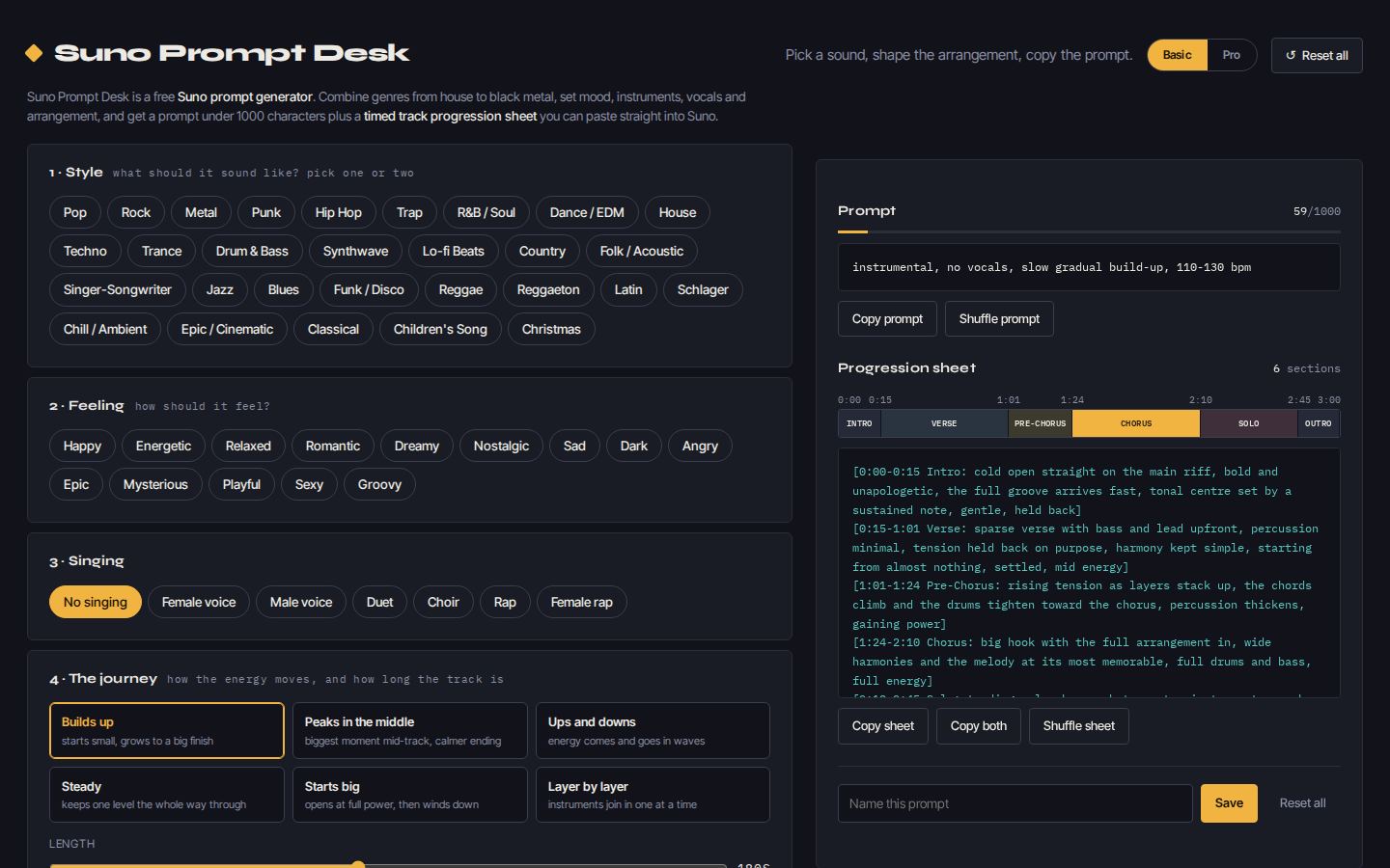 Suno Prompt Desk website